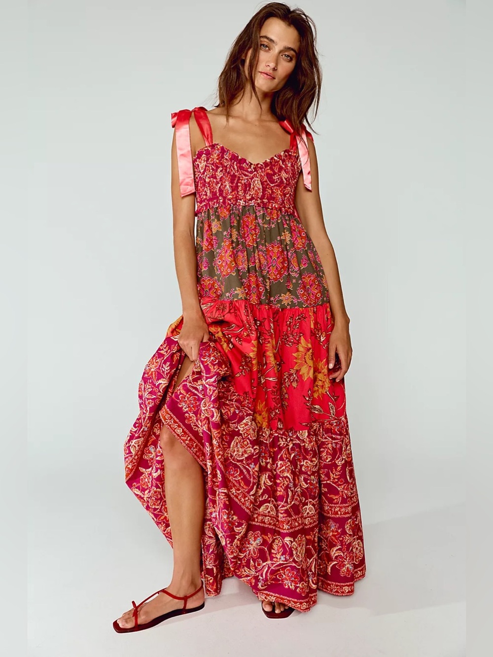 Free People Bluebell maxi dress magenta combo